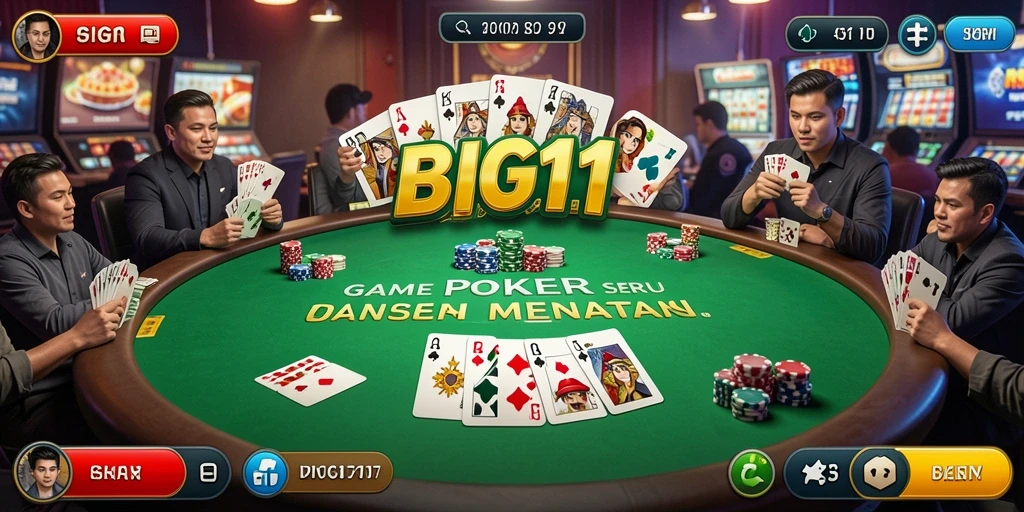 Screenshot gameplay BIG11 dengan tampilan realistis Poker.