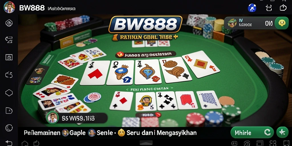 Screenshot BW888 menampilkan sesi permainan Gaple yang seru dan interaktif.