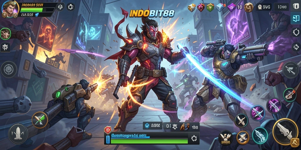 Screenshot menunjukkan aksi pertarungan mendebarkan dari INDOBIT88.