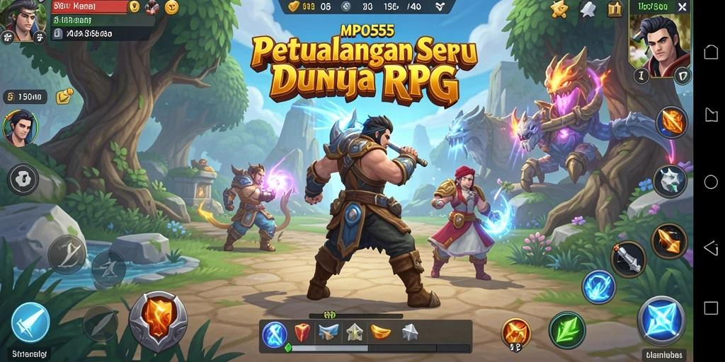 Screenshot menampilkan pemain beraksi dalam pertarungan RPG yang dinamis.