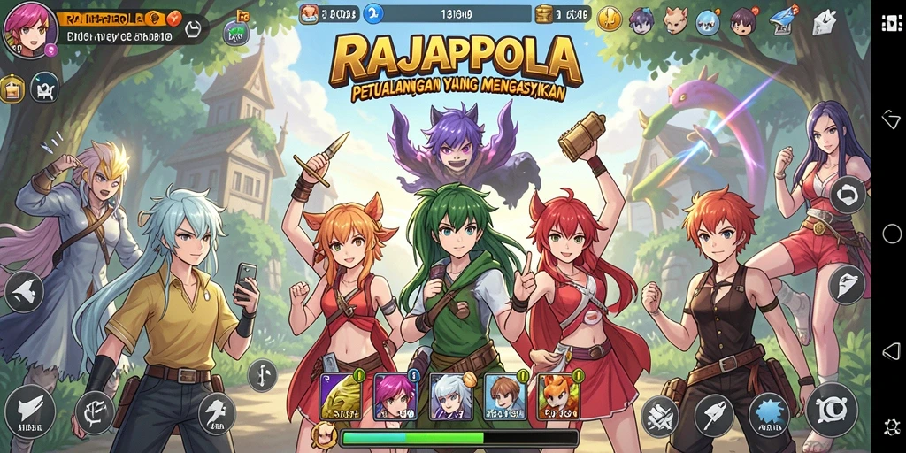 Tampilan indah dari gameplay RAJAPOLA yang penuh warna.