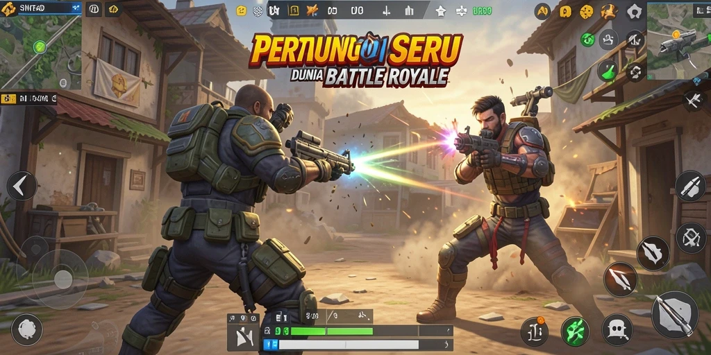 Tampilan seru dari gameplay SINTE4D di medan pertempuran Battle Royale.