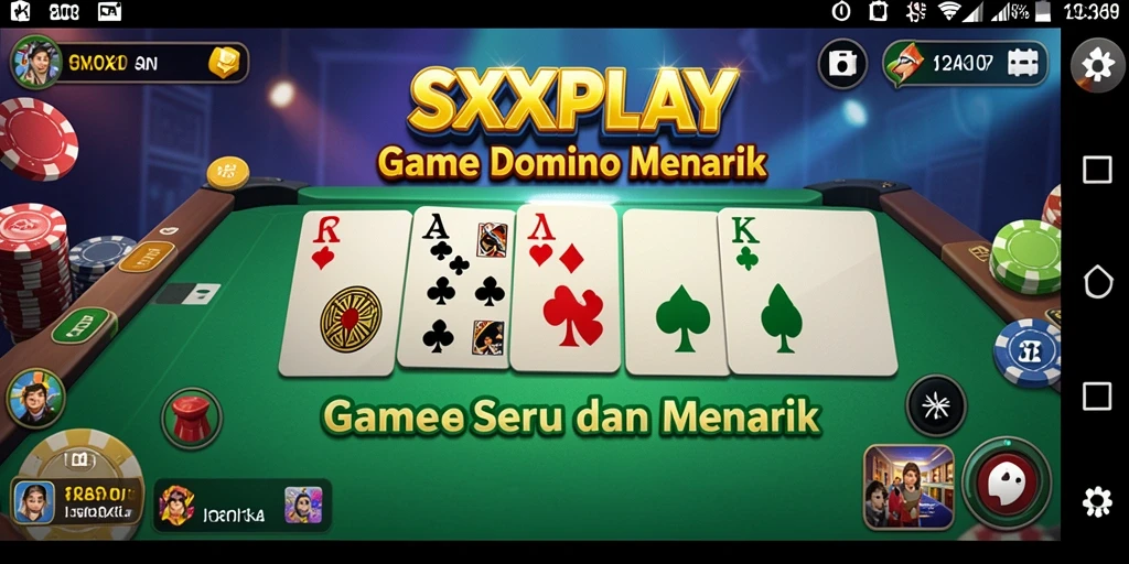 Screenshot utama SXXPLAY menampilkan gameplay Domino yang seru dan interaktif.
